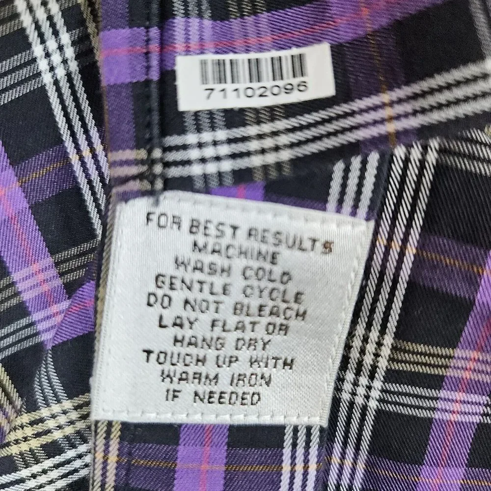 Peter Millar Men's Dress Shirt Size Medium Embroidered Duck Purple‎ & Gray Plaid